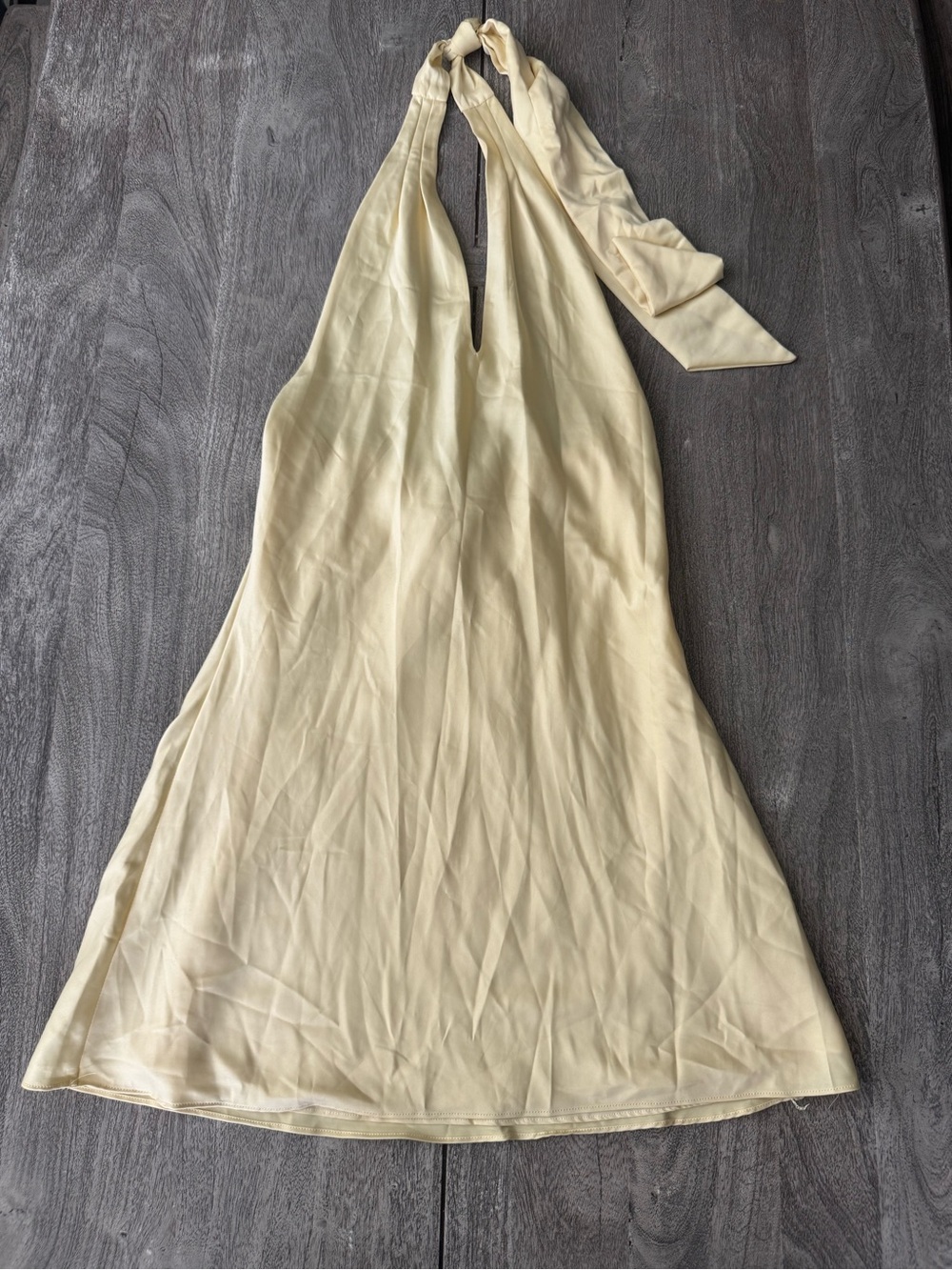 wild fable Pale Yellow Backless Halter Dress
